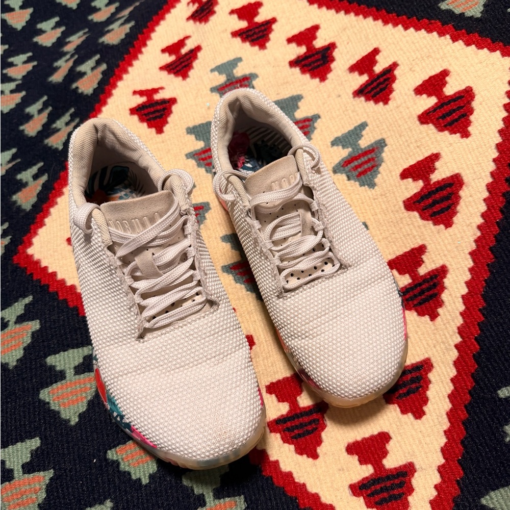 NOBULL Impact SuperFabric Trainer sneakers in white with a tropical design